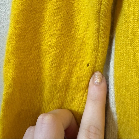 Samantha Sung 100% Cashmere Floral yellow cream crewneck pullover sqeater - Picture 4 of 7